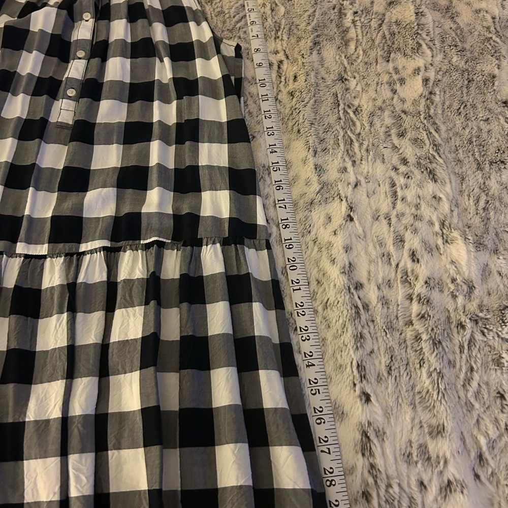 LOFT Black and White Plaid Button-Up Dress - Picture 2 of 3